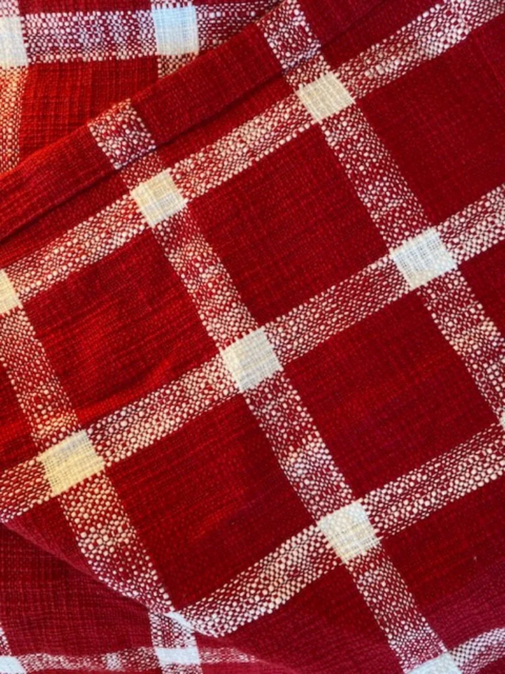 Table Runner, Heavy Cotton, Red and White Gingham, 42